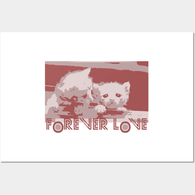 Forever Love - Cute cat Wall Art by iconking